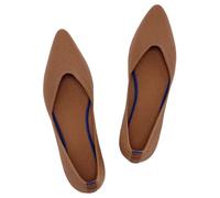 Frank Mully Zapatos planos para mujer, zapatos planos clásicos con punta puntiaguda, zapatos de noche de punto, zapatos planos suaves para mujer, cómodos y elegantes, naranja, 38 EU