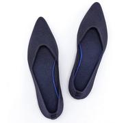 Frank Mully Zapatos planos para mujer, zapatos planos clásicos con punta puntiaguda, zapatos de noche de punto, zapatos planos suaves para mujer, cómodos y elegantes, azul, 38 EU