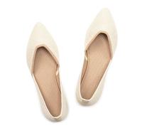 Frank Mully Zapatos planos para mujer, zapatos planos clásicos con punta puntiaguda, zapatos de noche de punto, zapatos planos suaves para mujer, cómodos y elegantes, Blanco, 35.5 EU