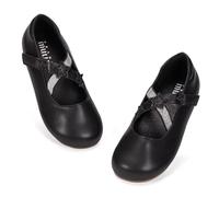 Frank Mully Zapatos planos para niñas, bailarinas Mary Jane, correas elásticas, zapatos planos para niños pequeños y grandes, adecuados para bodas, fiestas escolares, Negro , 32.5 EU