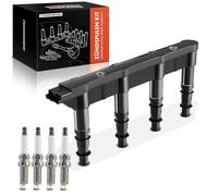 Frankberg 1 bobina de encendido + 4 bujías de 6 Polos 597085 | Compatible con: 307 3A/C, 207 WA WC, 307 SO 3H, 206 Hatchback 2A/C, C2 JM, C4 I LC, 1, 0070000000000001E3 KM