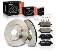 Frankberg 2 discos de freno + 4 pastillas de freno con lubricante de freno eje delantero compatible con Mi.ni R55 R56 R57 R58 R59 2006-2015 Replace# 34116858651 34116767143