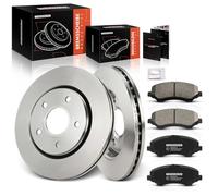 Frankberg 2 discos de freno, 4 pastillas de freno delanteras con lubricante de frenos, compatible con Grand Voyager V RT 2007-2024 Freemont 345 2011-2024 Replace# K68032944AB K68029263AA
