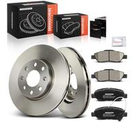 Frankberg 2 discos de freno + 4 pastillas de freno para eje delantero compatible con Grande Punto 199 2010-2011 Punto Evo 199 2009-2010 Punto Kasten/Hatchback 199 2009-2010 Replace # 77365465