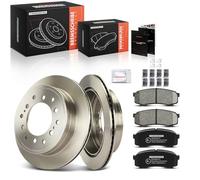 Frankberg 2 discos de freno + 4 pastillas de freno para eje trasero con abrazaderas de carcasa compatibles con Land Cruiser J7 1990-1993 Land Cruiser Prado J12 2002-2010 Replace # 4243160201