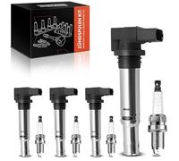 Frankberg 4 bobinas de encendido + 4 bujías de iridio Compatible con Polo 6C1 6R1 P.a.s.s.a.t 362 3C2 T.i.g.u. a.n 5N A3 8P1 T.o. u.r.a.n 1T1 1T2 1T3 Leon 1P1 Golf Plus 521 5M1 Replace# 036905715