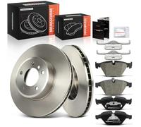 Frankberg Juego de frenos con 2 discos de freno y 4 pastillas de freno delanteras, compatible con 5 Touring E61 5er E60 6er Cabriolet E64 6er E63 Replace # 34116864905