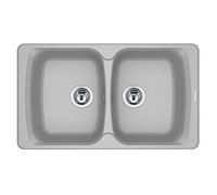 Franke 114.0498.073 Fregadero de cocina de granito con doble cuenco, color gris piedra