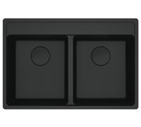 Franke 1140661674 - Fregadero Maris Fraganite de 2 Cubetas 80 cm Negro Maté