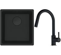 Franke Maris MRG 110-37 zlewozmywak 40x37 cm Fragranit + czarny mat z baterią kuchenną Lina onyx (1250697760, 1150626055)
