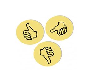 Franken - Lote de símbolos para evaluar (100 unidades, 10 cm), diseño de pulgares en distintas posiciones, color amarillo