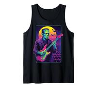 Frankenstein Halloween Monster Tocando la Guitarra 80s Vaporwave Camiseta sin Mangas