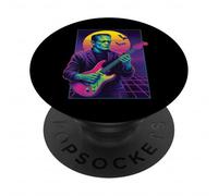 Frankenstein Halloween Monster Tocando la Guitarra 80s Vaporwave PopSockets PopGrip Adhesivo