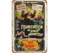 Frankenstein Meets the Space Monster (1965) Póster decorativo para pared del hogar, letrero de metal retro, 20,3 x 30,5 cm