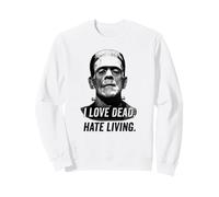 Frankenstein Monster Head I Love Dead, Odio Vivir Sudadera