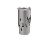 Frankfurt Skyline Heartbeat Alemán I Love Frankfurt Am Main Vaso térmico de acero inoxidable de doble pared