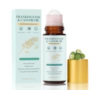 Frankincense and Castor Oil Rose Quartz Roller - Organic Cold-Pressed Castor Oil Roll-On with Rose Quartz - Firms Skin,Reduces Fine Lines & Deeply Hydrates, Suitable for Face, Neck, Abdomen