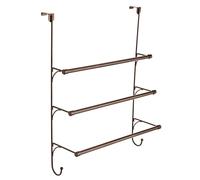 Franklin Brass 1Pack Over the Door Hooks Triple Towel Rack Bronze 3Tier Towel Bar Rack with Hooks for Bathroom Organizers an
