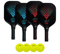 Franklin Sports - Aluminum Pickleball Paddle 4 Player Paddle and Ball Set- USA Pickleball (USAPA) Approved Red/Blue