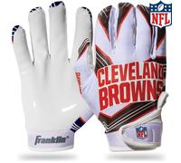 Franklin Sports Cleveland Browns Youth NFL Football Receiver Gloves - Receiver Gloves For Kids - NFL Team Logos and Silicone Palm - Youth S/XS Pair