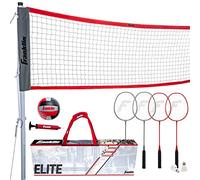 Franklin Sports Elite - Juego de Red de Voleibol y Bádminton, Incluye Voleibol, Raquetas, Pájaros, Postes/Red, Estacas, Cuerdas, Kit de Límites, para Playa o Patio Trasero, Fácil