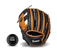 Franklin Sports Guantes de béisbol para niños - RTP Youth Teeball Guante + Juego de Pelota para niños y niñas, Guante para Mano Izquierda, 9.5 Pulgadas, Color marrón