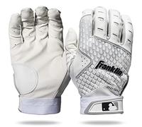 Franklin Sports MLB 2nd Skinz - Guantes de bateo para béisbol y sófbol, para adultos y niños, cuero de alta calidad, par blanco, para niños, talla L