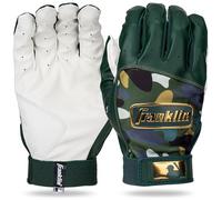 Franklin Sports MLB Batting Gloves - Digitek Camo Baseball + Guantes de bateo Softball - Premium Leather Baseball Gear - Adult + Youth Pair - Forest Green + Gold Camo - Youth Small