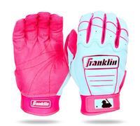 Franklin Sports MLB - Guantes de bateo de béisbol, CFX Pro para Adultos y jóvenes, béisbol + sóftbol Rosa/Azul Carolina, Talla L Juvenil