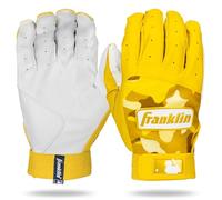 Franklin Sports MLB - Guantes de bateo Digitek Camo de béisbol + sóftbol - Equipo de béisbol de Cuero de Primera Calidad - Par de Adultos y jóvenes - Blanco + Amarillo - Juvenil L