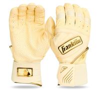 Franklin Sports MLB Infinite Powerstrap - Guantes de bateo de béisbol - Equipo de práctica duradero de jaula completa - Muñeca de puño largo + cuero resistente - Vainilla/Oro - Adulto S