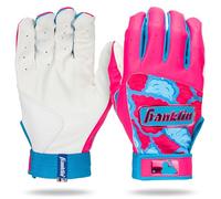 Franklin Sports MLB - Par de guantes de bateo de béisbol y sóftbol Digitek Camo - Guantes de béisbol de cuero premium - Par de guantes de bateo - Rosa/Azul - Talla M para jóvenes