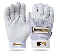 Franklin Sports MLB Pro Classic for Baseball + Softball Men's Batting Glove Pairs Guantes de bateo clásicos, Unisex Adulto, Blanco/Dorado, Adulto XL