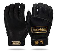 Franklin Sports MLB Pro Classic - Par de Guantes de bateo de béisbol, Color Negro/Dorado, Talla M para Adulto