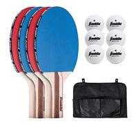 Franklin Sports Ping Pong Paddle Set with Balls - 4 Player Table Tennis Kit - (4) Ping Pong Paddles + (6) Balls - Red + Blue Table Tennis Rackets - Full Starter Kit