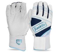 Franklin Sports USA - Infinite Powerstrap - Guantes de bateo para mujer para lanzamiento rápido + sóftbol - Práctica de jaula duradera - Muñeca reforzada - Mujer S - Blanco + Azul Carolina + Azul