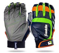 Franklin Sports Youth MLB Shok-Sorb Neo - Guantes de bateo para jóvenes, medianos, Pares, Gris/Azul Marino/Lima