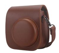 Frankmate Funda Protectora Compatible con cámara de película instantánea Fujifilm Instax Mini 12 11 9 8 con Bolsillo para Accesorios y Correa Ajustable, marrón, Bolsillo Adicional