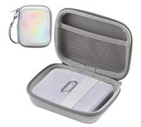 Frankmate Funda rígida de EVA para Fujifilm Instax Mini Link Smart Phone Impresora Cubierta protectora Bolsa de almacenamiento de viaje Cable caso Rosa deslumbrante (plateado deslumbrante)