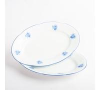 FranquiHOgar Bandejas Ovaladas Grandes de Porcelana Lubeck Blue, Diseño Elegante con Flores Azules, Apto para Microondas y Lavavajillas, Set de 2, 34 cm