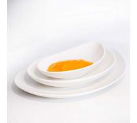 FranquiHOgar - Juego de 18 Platos de Porcelana Blanca para Servir - 6 Grandes, 6 Medianos, 6 de Postre - Apto Microondas y Lavavajillas, Blanco Huevo, Porcelana