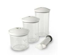 FranquiHOgar Juego de recipientes para envasar al vacio con bomba de vacío (3 piezas) Vacus, 1 envase pequeño (50 cl), 1 envase mediano (70 cl), 1 envaso grande (1 l)