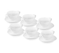 FranquiHOgar - Juego de Tazones OVUM para Consomé 12 Piezas - Apto Lavavajillas y Microondas - Versátil para Cremas, Sopas y Postres - Porcelana Blanca, 350cc, Porcelana