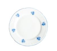 FranquiHOgar - Set de 6 Platos de Postre de Porcelana Premium Lubeck Blue - Diseño Elegante con Flores Azules - Apto para Microondas y Lavavajillas, Blanco y Azul, Porcelana