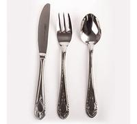 Franquihogar - Set de cubiertos acero inoxidable 18/10 pulido, cubertería de 18 piezas para 6, hostelería - cucharilla, cuchillo postre, tenedor pequeño - Toscana 1285