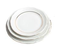 FranquiHOgar Vajilla de Porcelana Rhein 18 Platos con Filos de Oro - para 6 Personas-Elegancia Calidad CRC