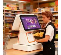 FRANREADER Caja Registradora Todo en Uno con Doble Pantalla Táctil | POS con Pantalla táctil de 15.6" | Impresora térmica de 58 mm integrada Impresora Black