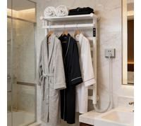 FRANREADER Toallero Eléctrico en Acero Inoxidable, Radiador Calefactor para Baño, Calentador de Toallas Impermeable con Temporizador y Pantalla LED de Temperatura Ajustables, 50x80cm White-Rightroute