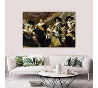 Frans Hals "Banquete de los Oficiales de la Guardia Cívica" Impresiones en lienzo Pinturas al óleo Arte mural Decoración para el hogar 30x40 cm Sin marco