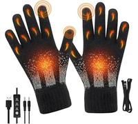 Fransande Guantes térmicos USB con cordón y batería recargable eléctrica, guantes térmicos para congelador, trabajo, esquí, ciclismo, motocicleta, conducción, caza, patineta, atritis